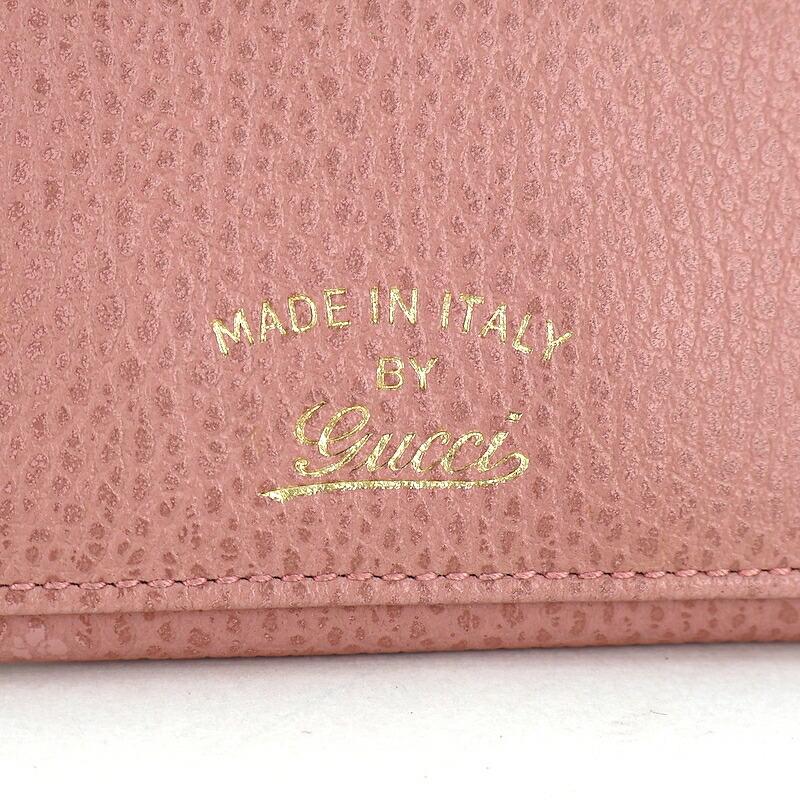 GUCCI（グッチ） カードケース 名刺入れ ピンク レザー 箔押しロゴ