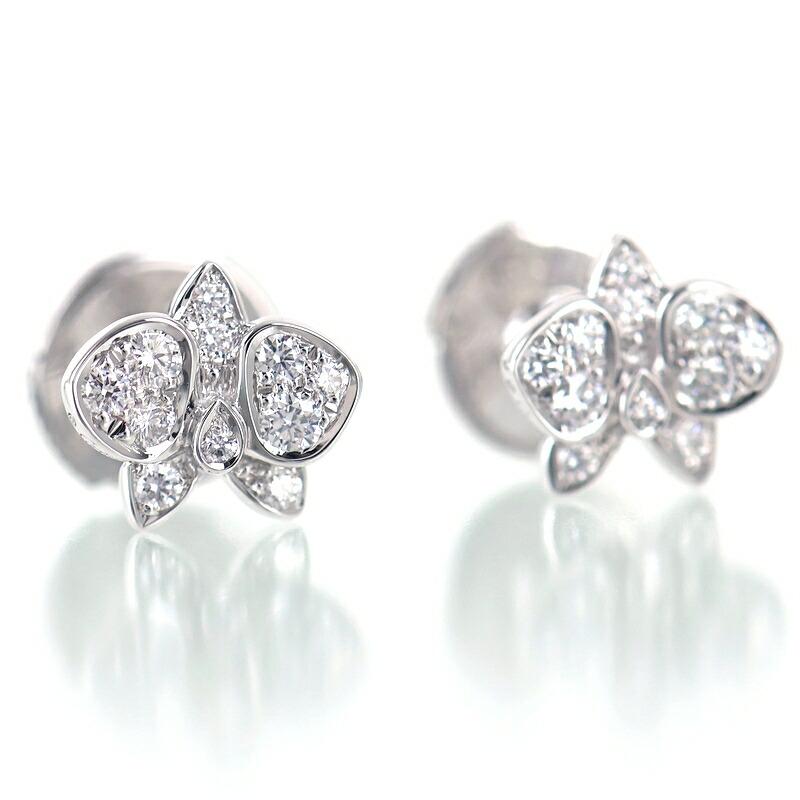 CARESSE D'ORCHIDEES PAR CARTIER カルティエ ピアス K18WG カレス