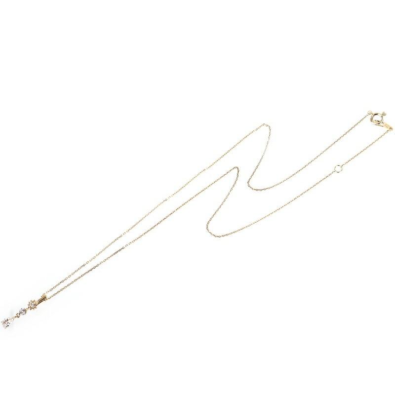 スタージュエリー 10金 ネックレス レディース 40cm ダイヤ 0.01ct 透明石 ドロップモチーフ 星モチーフ 1.2g デザインネックレス ジュエリー アクトワン_3