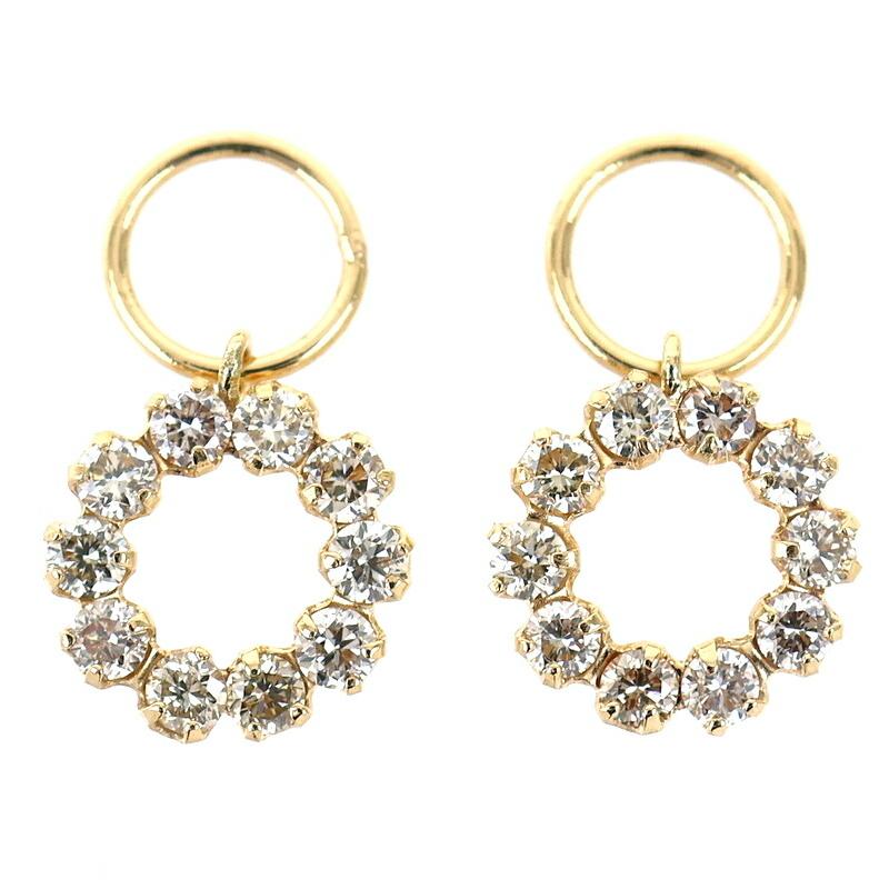 ピアスチャーム レディース ダイヤモンド 各0.15ct 18k 18金 イエロー