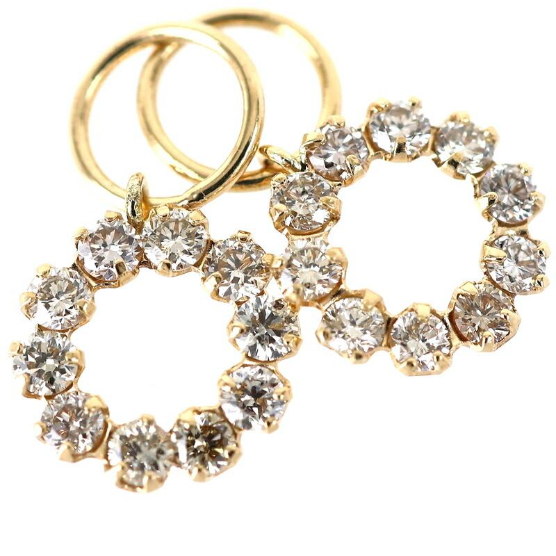 ピアスチャーム レディース ダイヤモンド 各0.15ct 18k 18金 イエロー