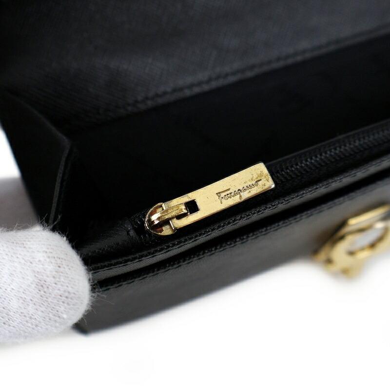 Salvatore Ferragamo サルヴァトーレ フェラガモ ガンチーニ レザーロングウォレット 長財布 ブラック FERRAGAMO（フェラガモ） Salvatore Ferragamo 財布 長財布 ガンチーニ