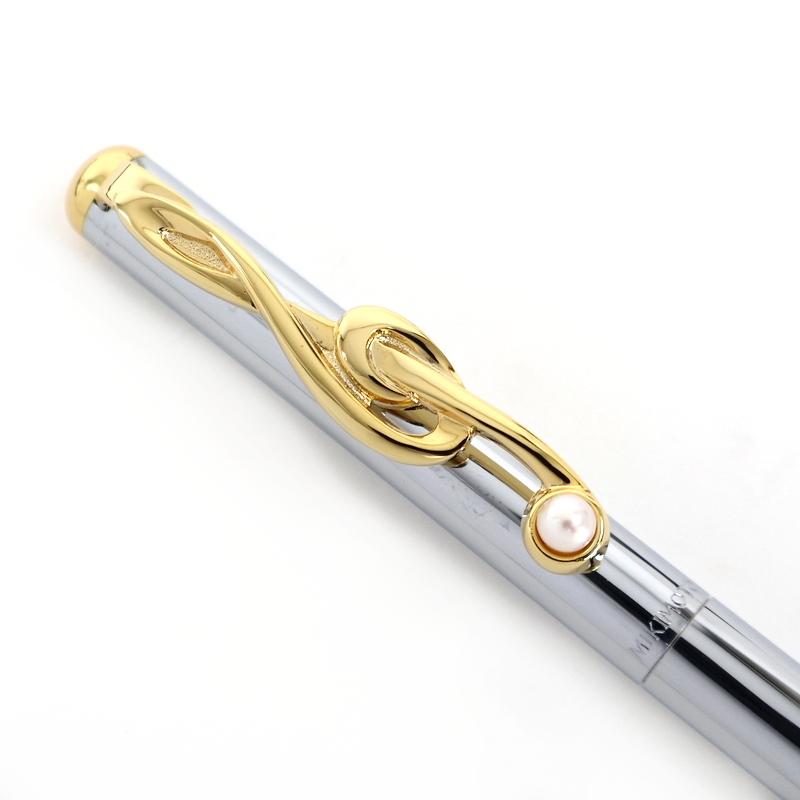 MIKIMOTO（ミキモト） ボールペン 黒インク ト音記号 パール シルバー