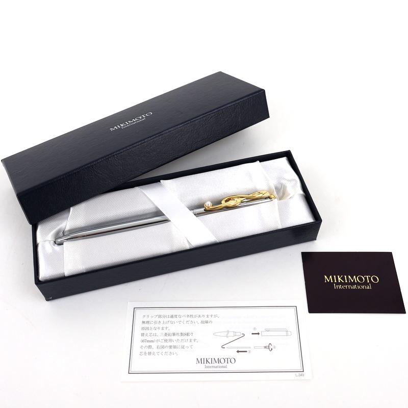 MIKIMOTO（ミキモト） ボールペン 黒インク ト音記号 パール シルバー
