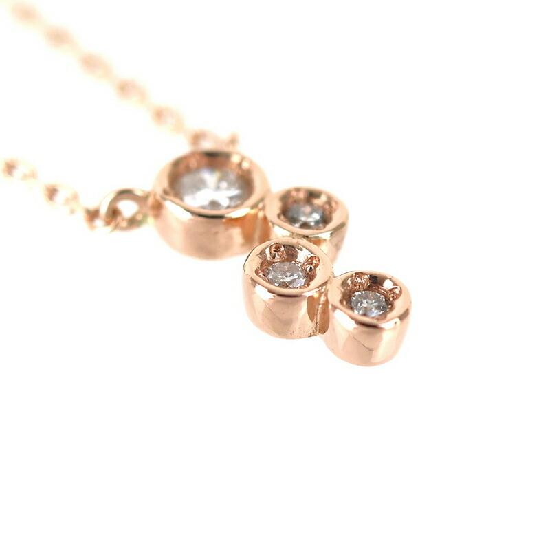 【美品】4℃ 10K ネックレス　5石ダイヤ　ピンクゴールド 4℃（ヨンドシー） ネックレス 10k 10金 ピンクゴールド 39cm