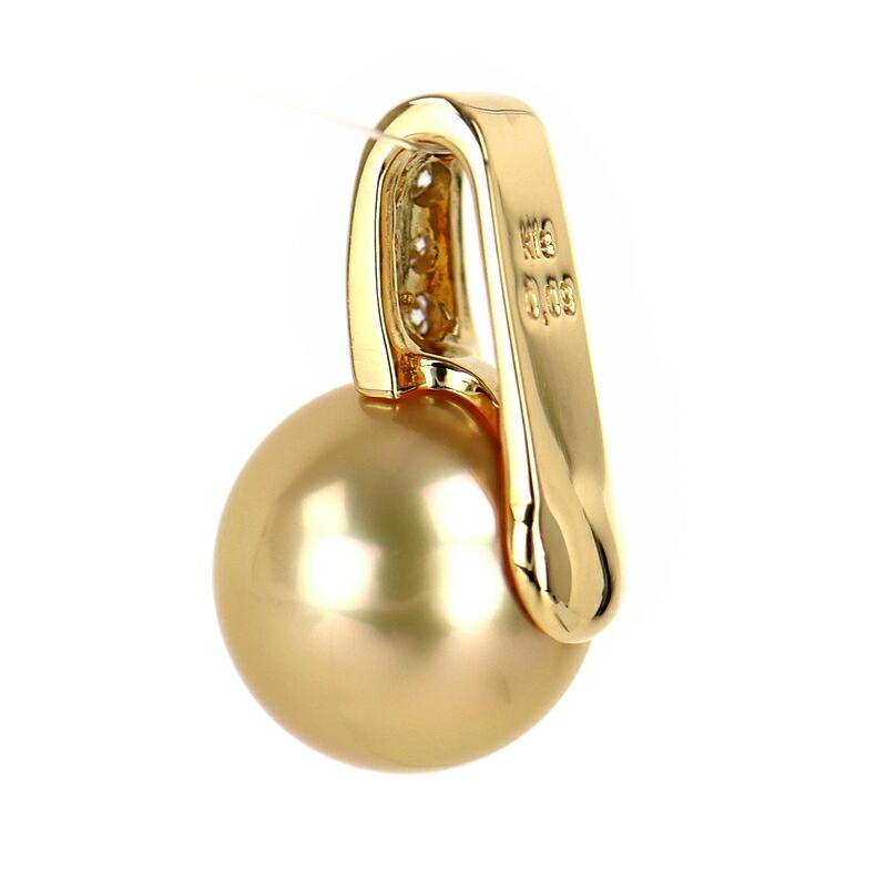 ゴールデンパール ペンダントトップ K18YG 18金 ダイヤ 0.09ct