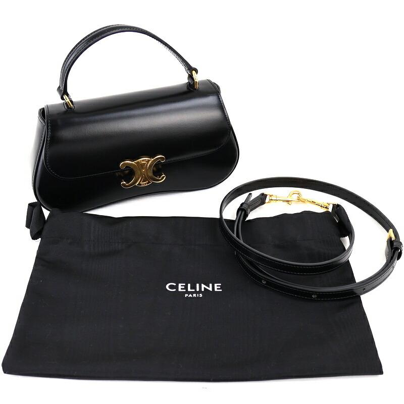 美品　セリーヌ　カーフスキン　ハンドバッグ　ブラック CELINE（セリーヌ） バッグ レディース TEEN CELINE LOLA 2WAYバッグ