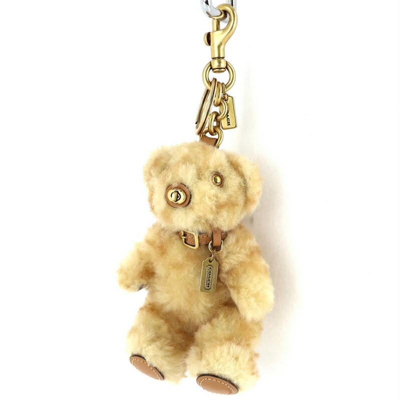 み*い様 COACH ベージュクマ型キーホルダー COACH（コーチ） ベアバッグチャーム シグネチャーシアリング CH112