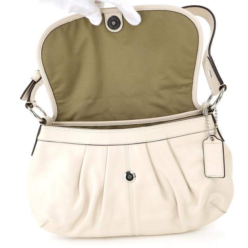 美品 コーチ ショルダーバッグ ワンショルダー ホワイト レザー 13729 COACH（コーチ） バッグ レディース ワンショルダー アイボリー レザー