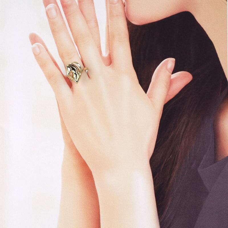 指輪 18金 ホース デザインリング 20号 4.3g K18YG イエローゴールド