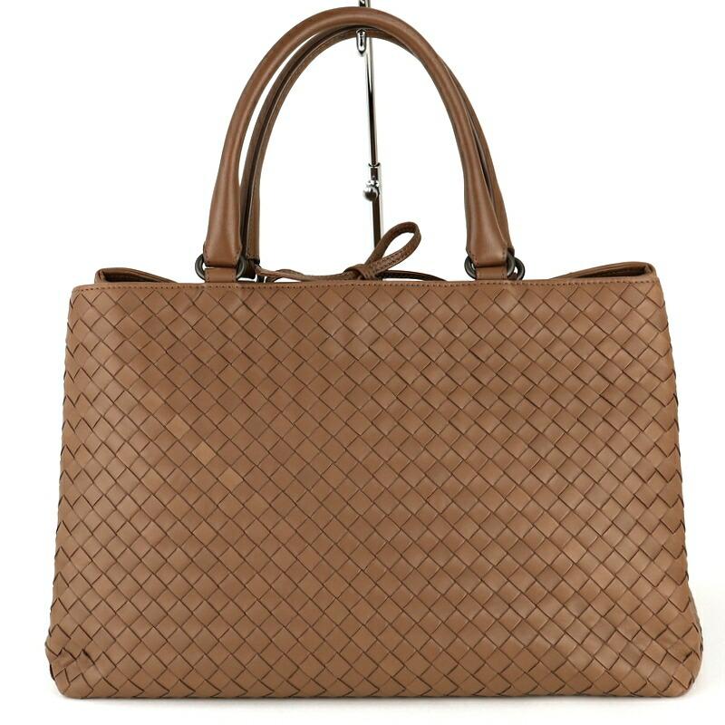 送料込　イントレチャート レザー　ショルダー　ブラウン　クラッチ　美品 BOTTEGA VENETA（ボッテガ・ヴェネタ） トートバッグ ブラウン系