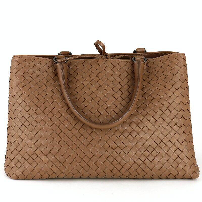 【美品】ボッテガ ヴェネタ イントレチャート トートバッグ メンズ ブラウン BOTTEGA VENETA（ボッテガ・ヴェネタ） トートバッグ ブラウン系