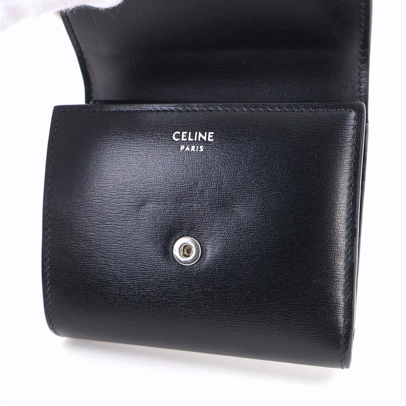 【未使用】セリーヌ シャイニーカーフ トリオンフ スモールフラップウォレット CELINE（セリーヌ） [新品/正規ラッピング済] 財布 ミニ 三つ折り