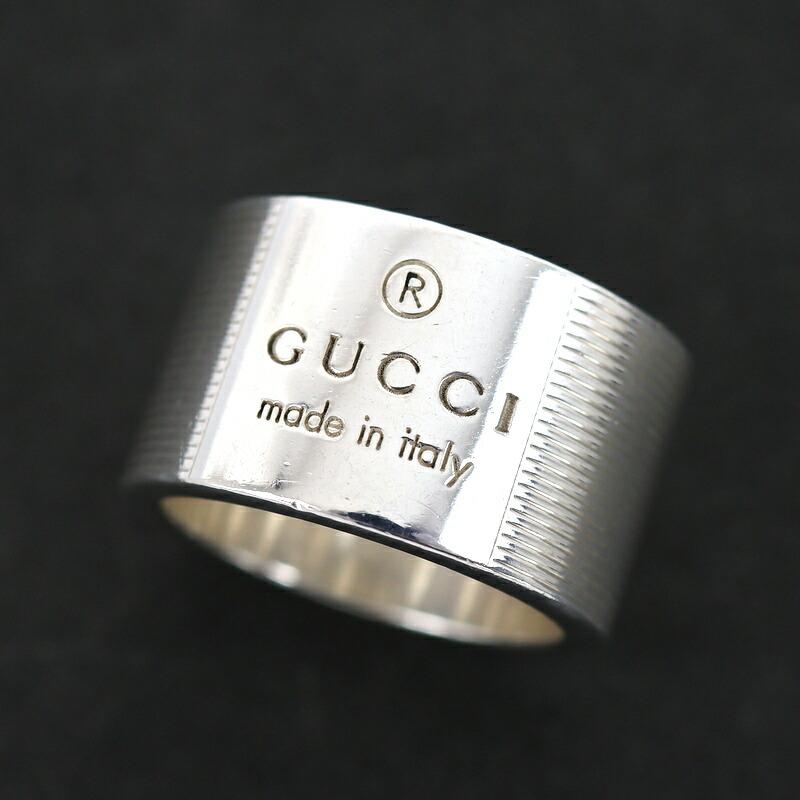 GUCCI（グッチ） 指輪 SV925 ロゴリング シルバー925 #11 幅広リング