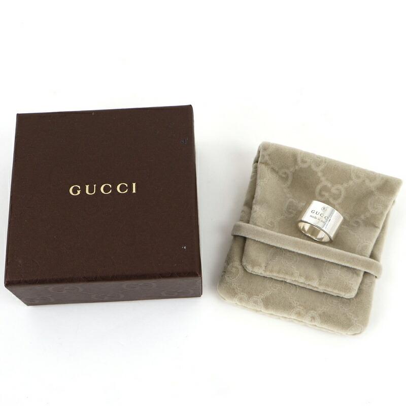 GUCCI（グッチ） 指輪 SV925 ロゴリング シルバー925 #11 幅広リング