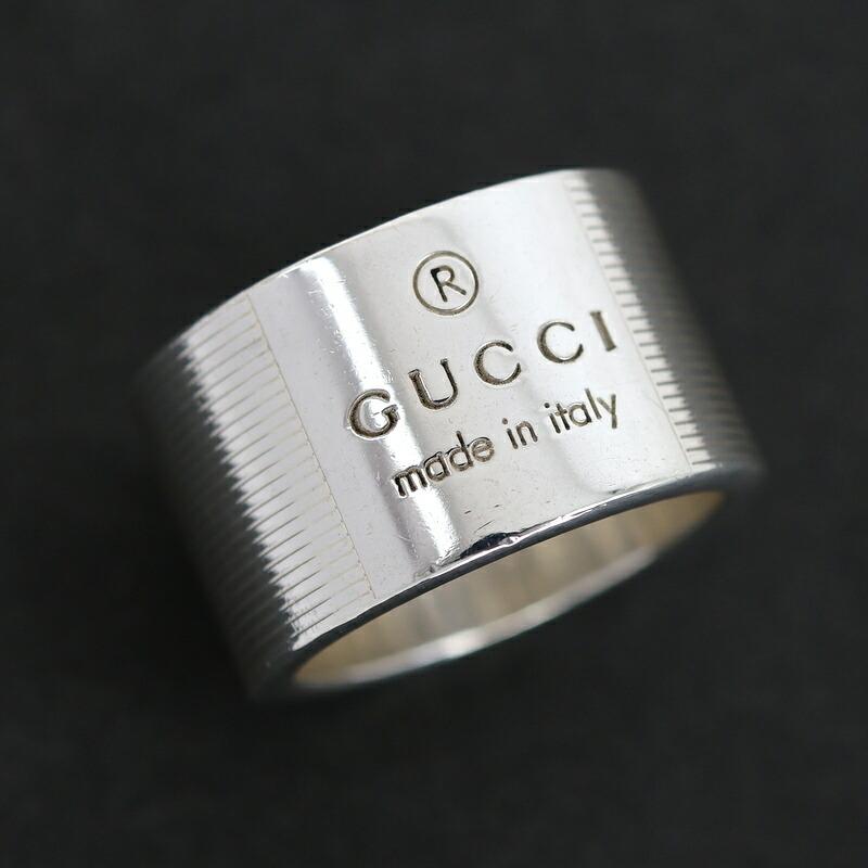 GUCCI（グッチ） 指輪 SV925 ロゴリング シルバー925 #11 幅広リング