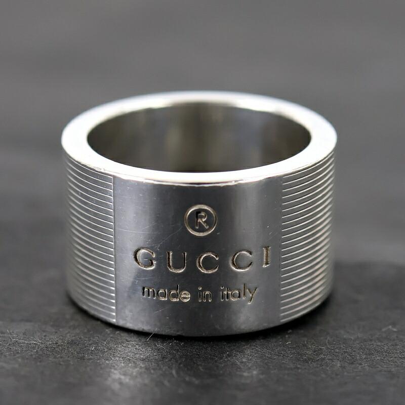 GUCCI（グッチ） 指輪 SV925 ロゴリング シルバー925 #11 幅広リング