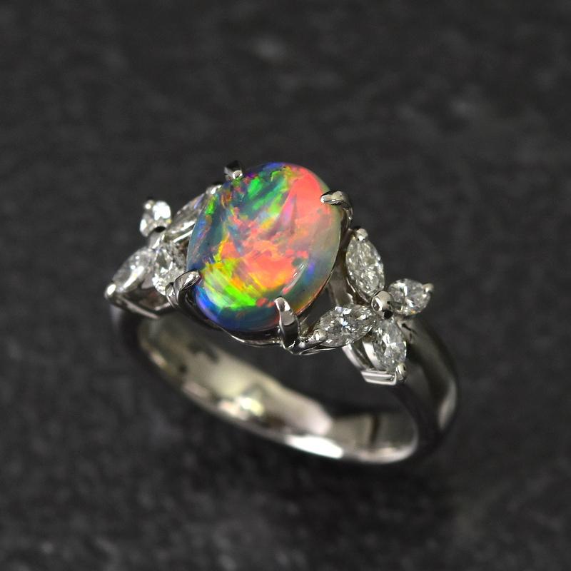 数量限定】 アクトワン レディース フラワー ジュエリー ダイヤモンド 0.46ct ダイヤ 1.61ct 9号 ブラックオパール リング Pt900 - レディースアクセサリー 数量限定】 アクトワン レディース フラワー ジュエリー ダイヤモンド 0.46ct ダイヤ 1.61ct 9号 ブラックオパール リング Pt900 - レディースアクセサリー