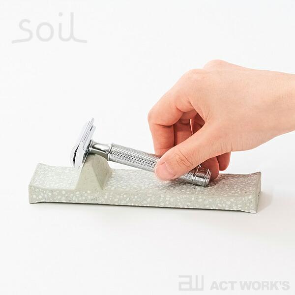 全4色 SOIL レーザートレー RAZOR TRAY T字カミソリ置き ソイル 珪藻土 天然素材 レザートレイ 剃刀スタンド かみそり台 洗面台 浴室 吸湿 水滴 | soil(珪藻土) | 01