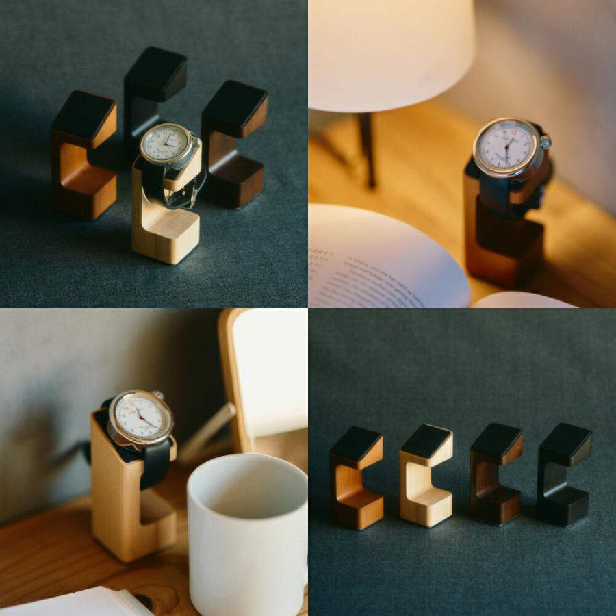 《全3色》M.SCOOP D.Watcher M 腕時計スタンド ＋ Mobile catcher: N スマホスタンド 同色セット ミマツ工芸 ギフト 木製 天然木 木目 日本製 | M.SCOOP | 12