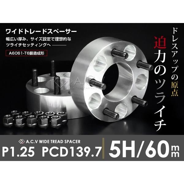 いち。 ワイドトレッドスペーサー 5穴 PCD139.7 M12-P1.25 60mm 2枚