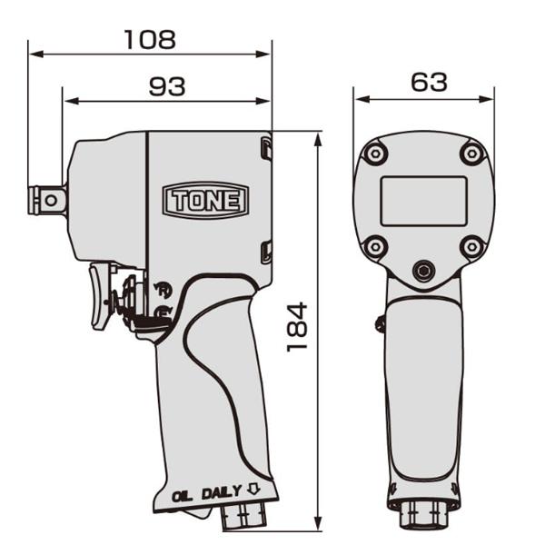 TONE トネ エアーインパクトレンチ（ショートタイプ） AI4201WN 工具 