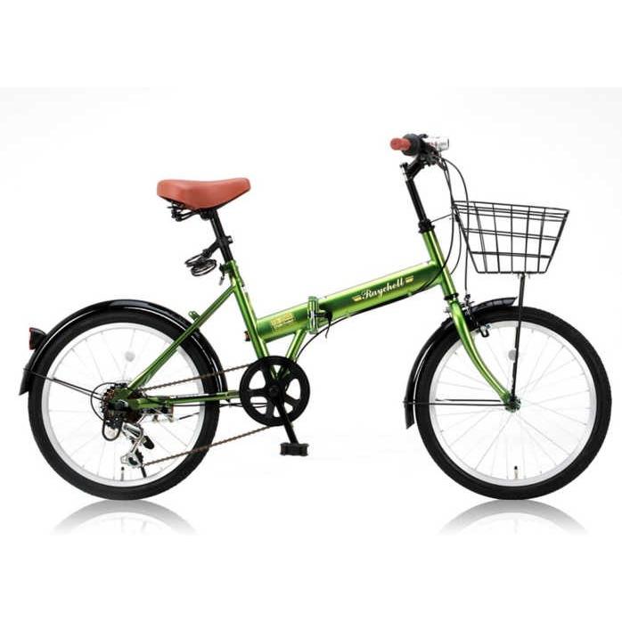 【新品未使用】OTOMO レイチェル 折畳み自転車 FB-206R カーキ 折り畳み自転車 20インチ6段変速カゴ付折りたたみ自転車 FB-206R