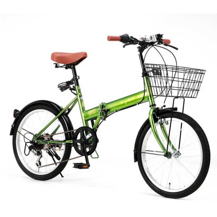 折り畳み自転車 20インチ6段変速カゴ付折りたたみ自転車 FB-206R