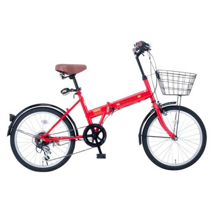 レイチェル 20インチ 折りたたみ 自転車 FB-206R レッド 35651 折り畳み自転車 20インチ6段変速カゴ付折りたたみ自転車 FB