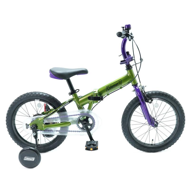 折りたたみ子供用自転車 コールマン FDB キッズ16 (グリーン/パープル 