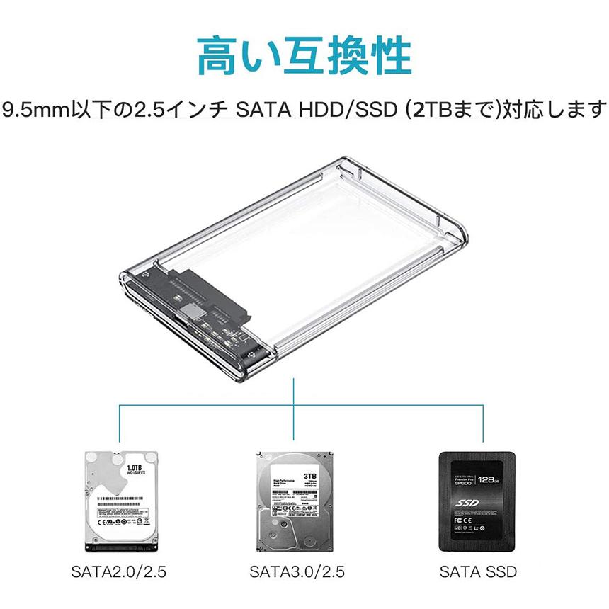 2個セット USB3.0 2.5インチ HDD/SSDケース USB3.0接続 SATA III 外