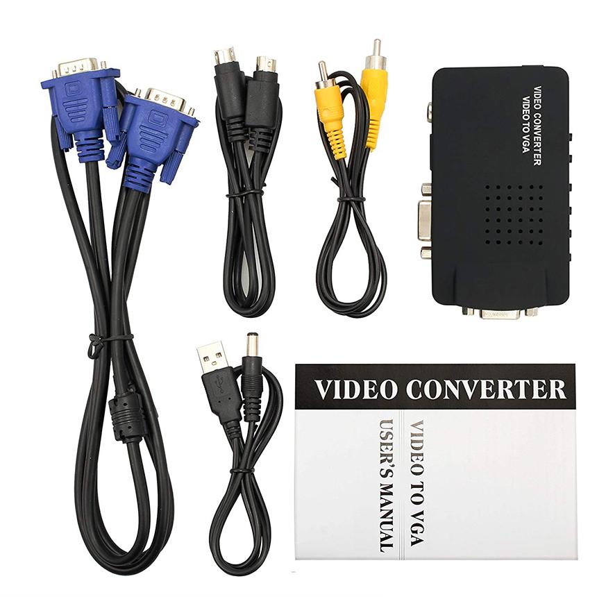 爆買 VGA S video RCA AV to 変換アダプター 接続 RCAコンポジット S
