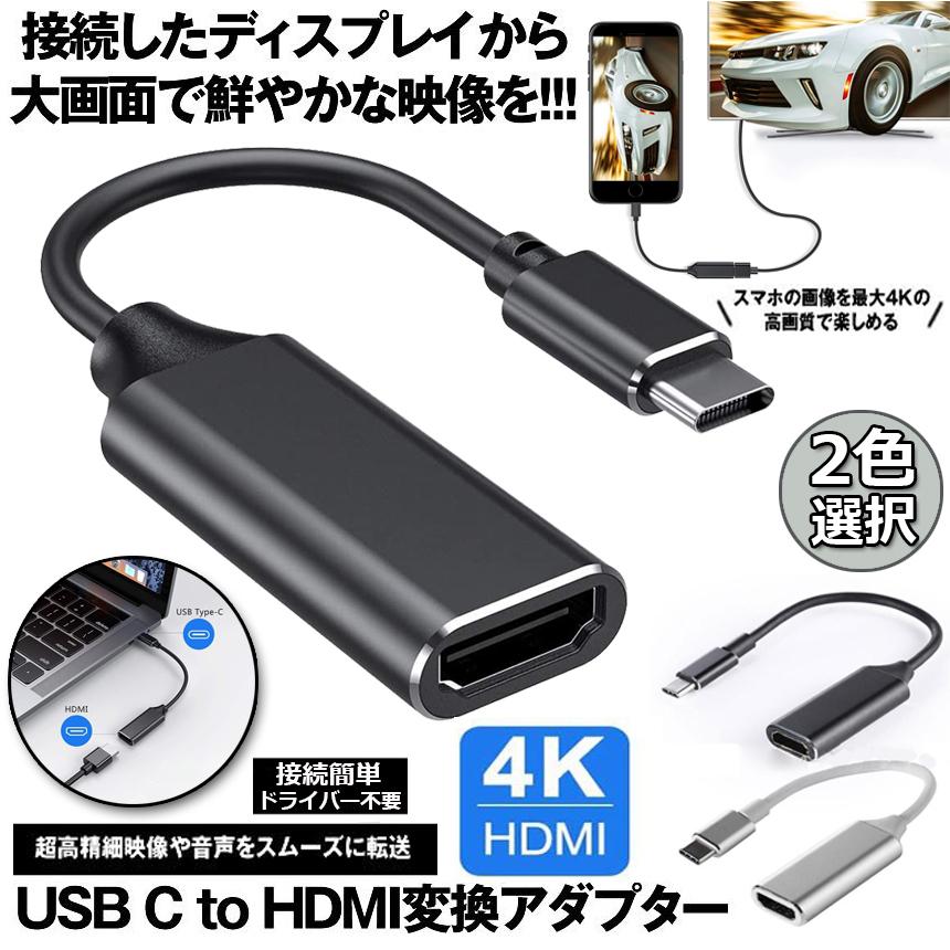 USB Type C to HDMI 変換アダプタ USB-C HDMI 変換ケーブル 4Kビデオ対応 設定不要 ディスプレイ アダプタ HDMI  変換 コネクタ DP HDMI 送料無料