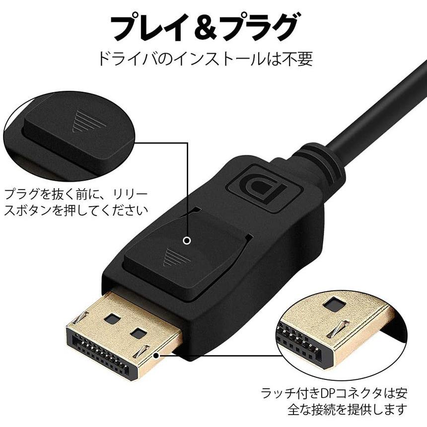 DisplayPort DVI 変換 ケーブル 1.8m ディスプレイポート DP to
