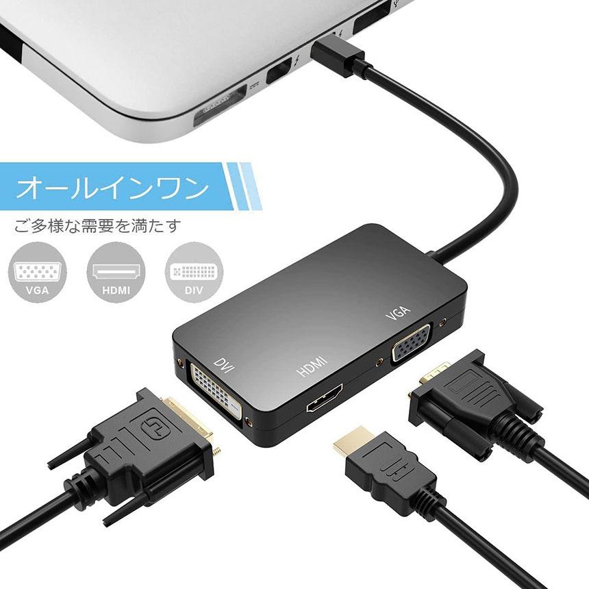 Mini Displayport to HDMI DVI VGA 3in1 変換 アダプター Thunderbolt