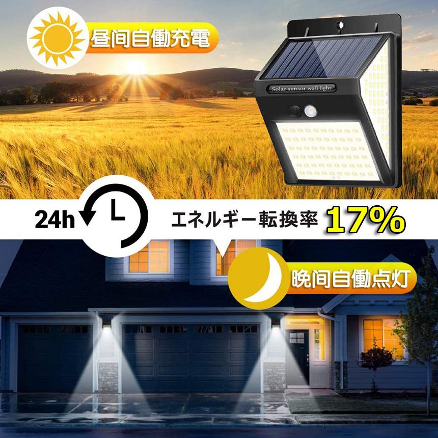 センサーライト2個セット ソーラーライト 屋外 人感センサー LED太陽光パネル 通販