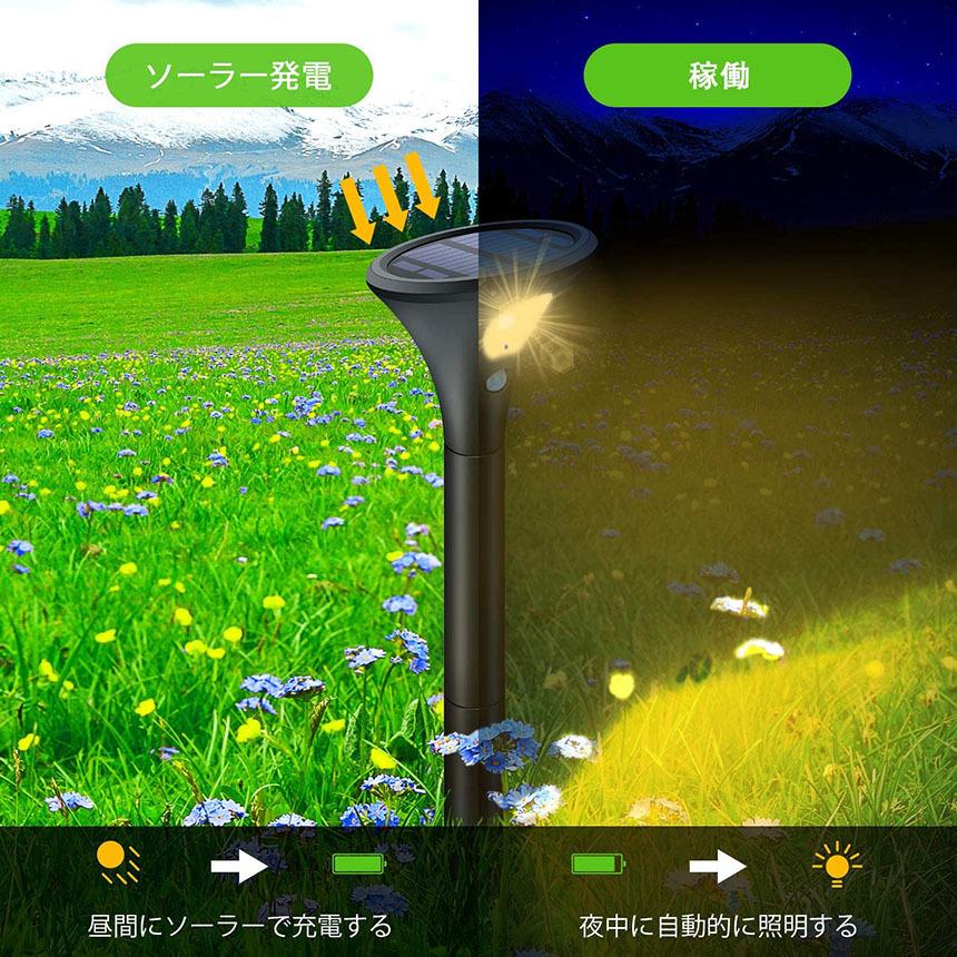 ガーデンライト 4個セット ソーラーライト 屋外 センサーライト 2つ