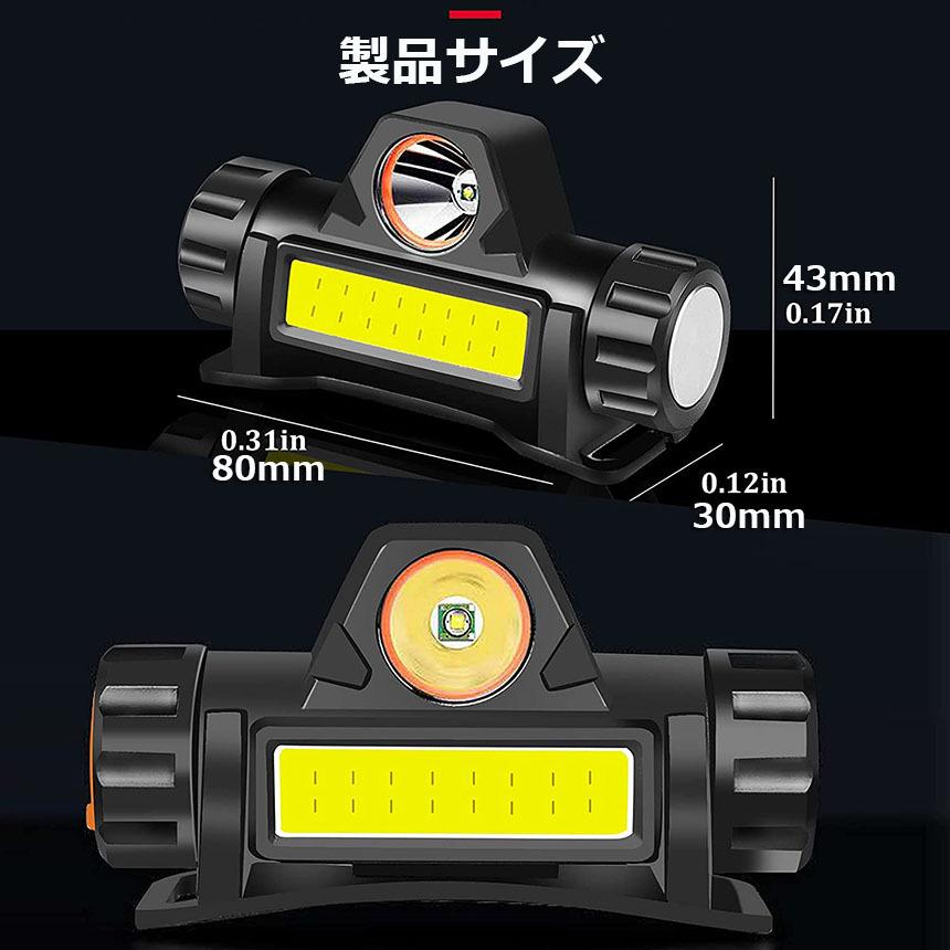 ヘッドライト 4個セット 充電式 LEDヘッドライト LED ヘッドランプ COB作業灯 磁気付き USB充電式 軽量 防水 照射角度90°調節 送料無料｜ad-hitshop｜08