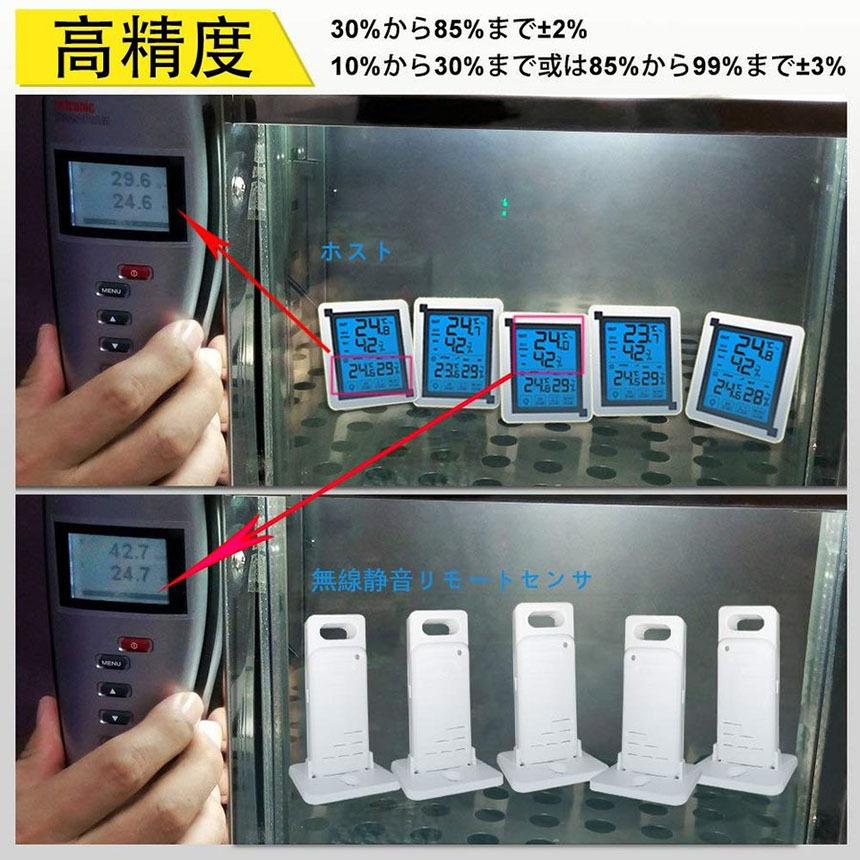 温度計 温湿度計 デジタル 温湿度計 外気温度計 ワイヤレス 外気温度計 ワイヤレス 防水 温度湿度計 冷蔵庫 業務用 室内 室外 高精度 LCD大画面 送料無料｜ad-hitshop｜08