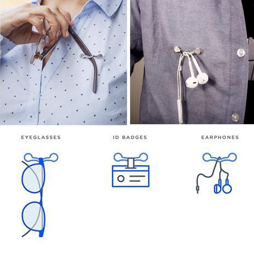 メガネホルダー 磁石式 イヤホン 固定クリップ 服に付けれるマグネット式 メガネホルダー 眼鏡ホルダー 服につけ 強力磁石 軽量 軽い 薄型