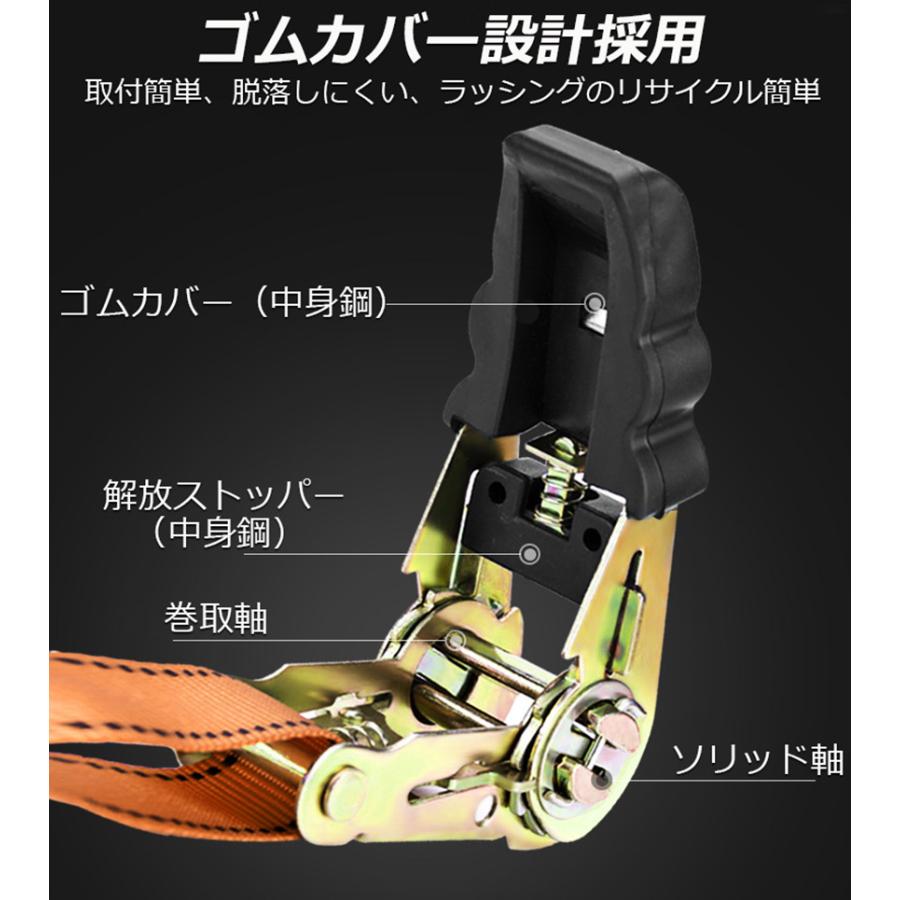 ラッシングベルト 荷締めベルト ラチェットベルト 4本セット 4.5 ラッシングベルト 荷締めベルト ラチェットベルト 4本セット 4.5
