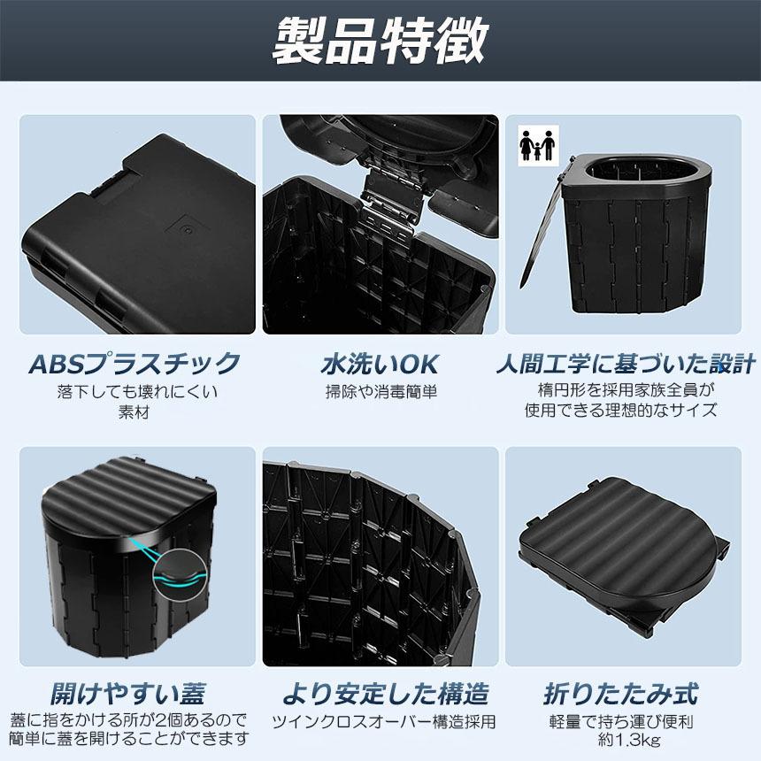 簡易トイレ 非常用 災害用 テント 水洗 車 3個セット ポータブルトイレ 折りたたみトイレ 携帯トイレ トイレ キャンプ 防災トイレ 防災_8
