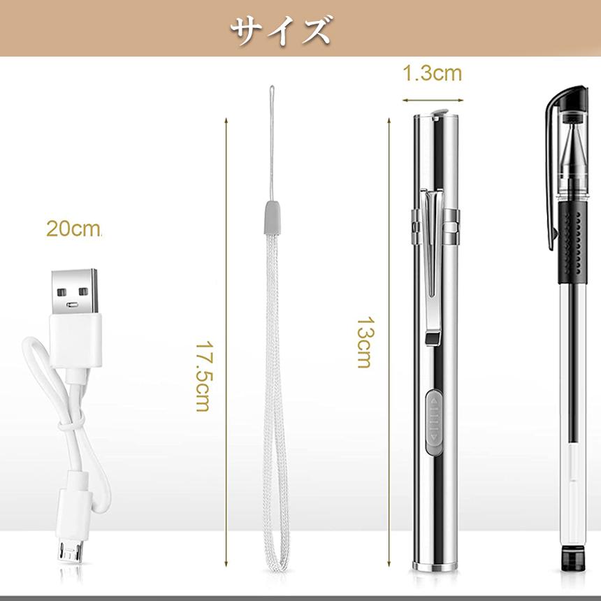 ペンライト led 懐中電灯 USB充電式 2本セット ハンディライト USB