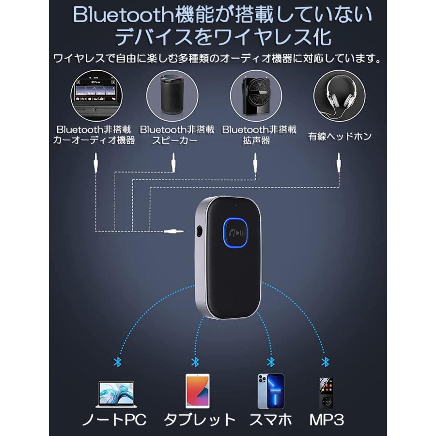 Bluetooth レシーバー 車 AUX 受信機 ブルートゥース Bluetooth受信機