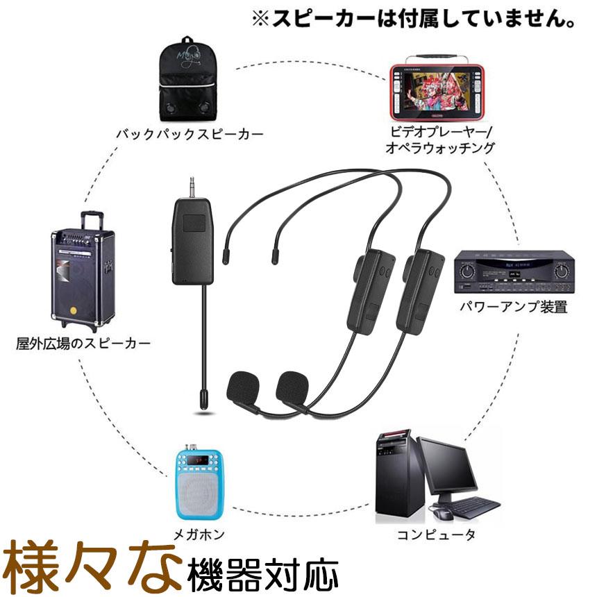 ワイヤレスマイク 2人用 2セット ヘッドセット 無線 2.4G 無線マイク ヘッドセットマイク 耳掛式 拡声 録音マイク スマホ用 路線バス運転手用｜ad-hitshop｜07