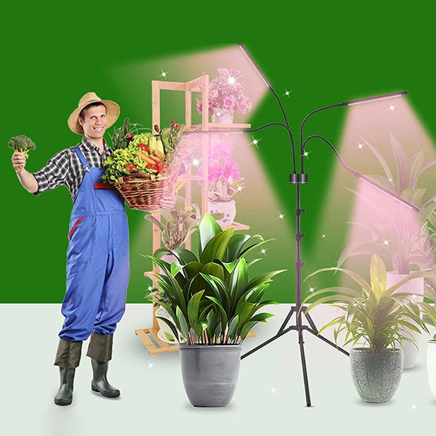 植物育成ライト　4ヘッド　LED 成長促進　観葉植物育成　調光機能タイマー付 植物育成ライト LED植物育成灯 観葉植物 4ヘッド式ライト 4個セット 5v