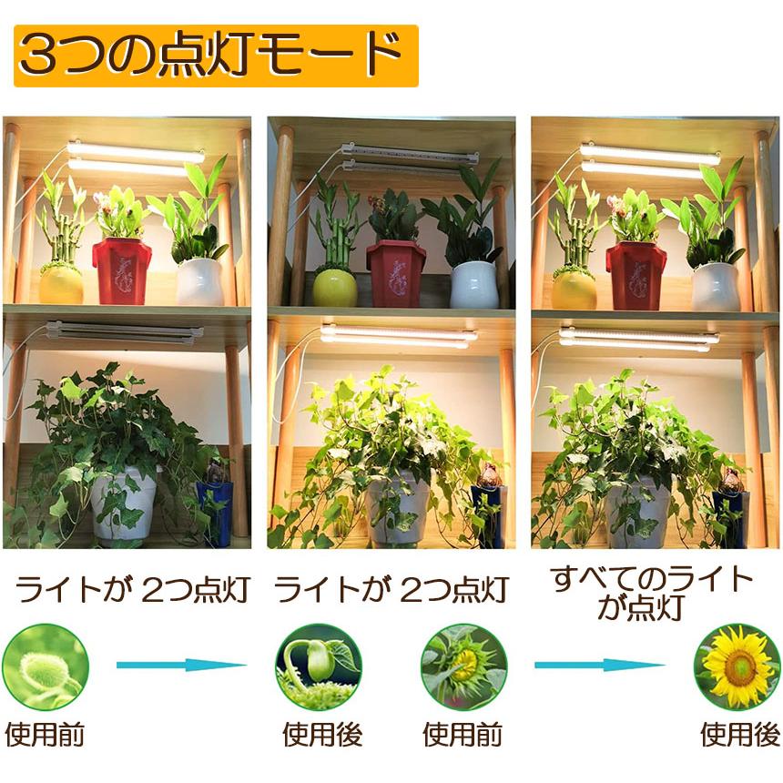 植物育成ライト LED育成ライト タイマー 観葉植物育成ライト 育成ライト 暖色系 9段階調光 フルスペクトル 育苗ライト 192LED 4ヘッド付き｜ad-hitshop｜08