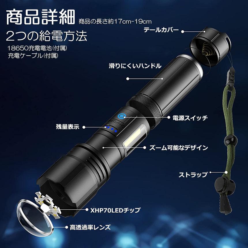 爆買 懐中電灯 ledライト XHP70 ハンディライト 4個セット 7モード調光