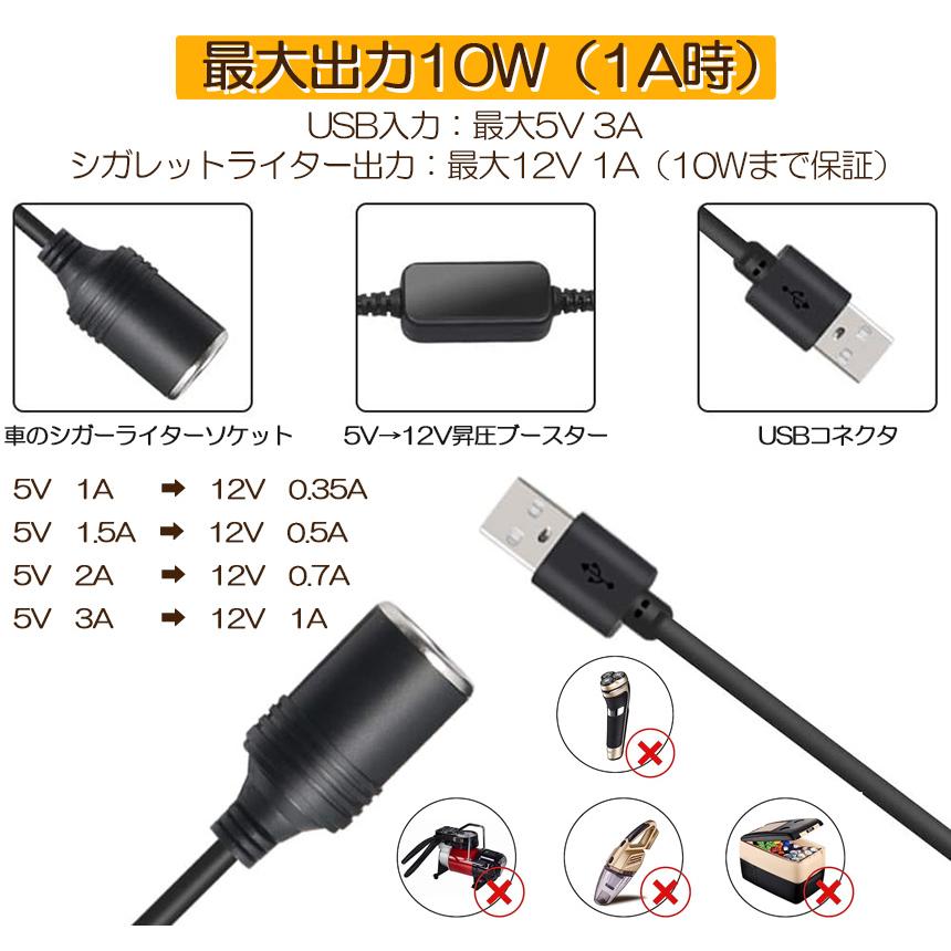 シガレットライターソケット 2本セット USBポート 12V 車用 メス変換
