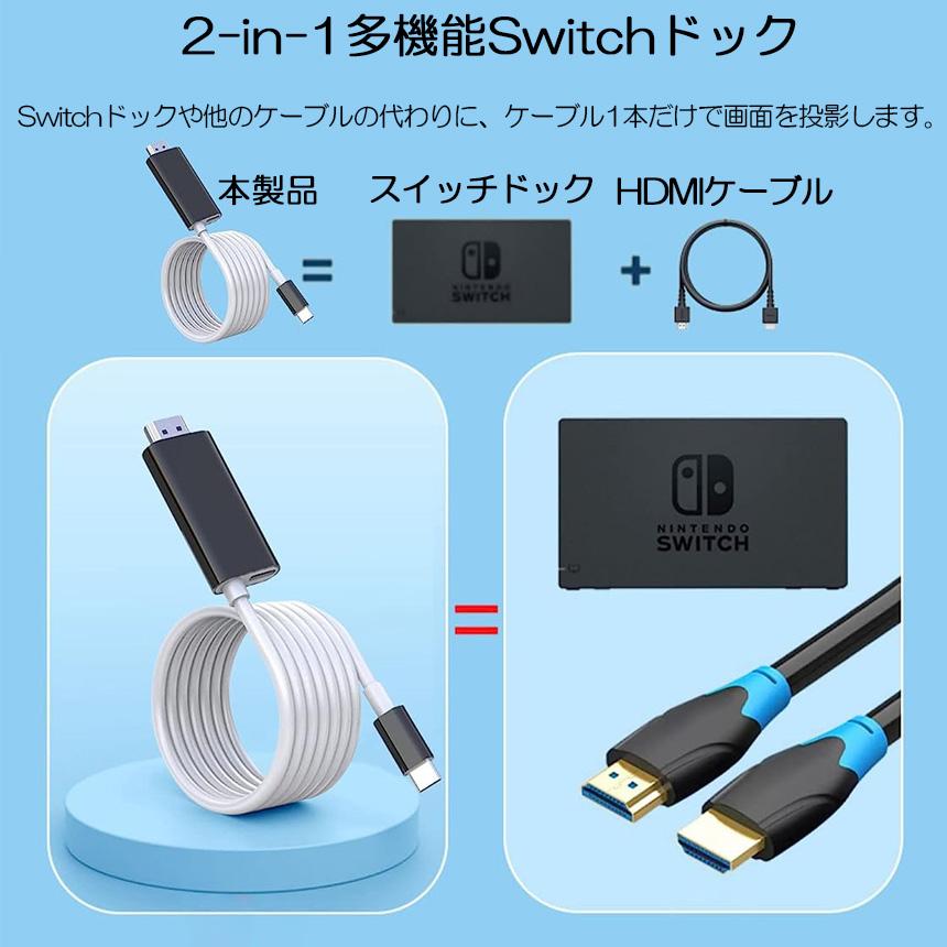 Switch ドック HDMI 変換ケーブル Type C USB C スイッチ ドック 交換ケーブル 4K 1080P解像度 HD変換 TVモード｜ad-hitshop｜07